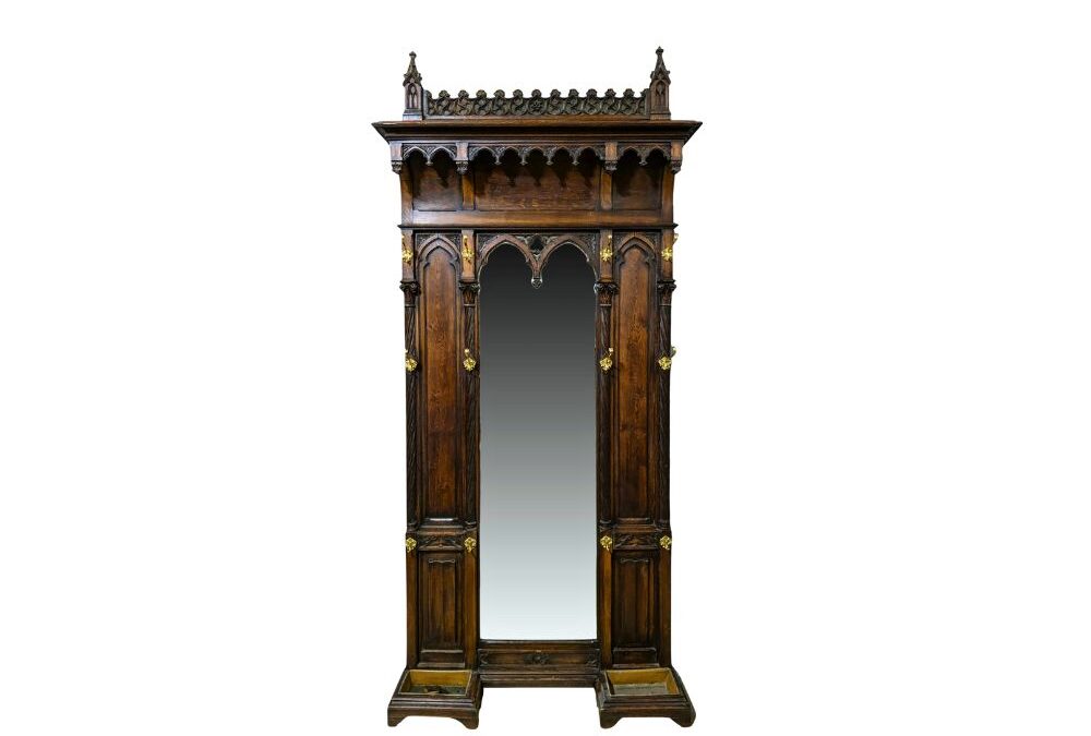 Gothic Revival Period Hall Tree