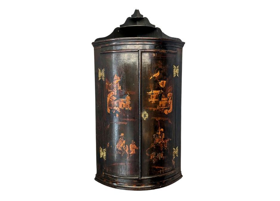 English Chinoiserie Corner Cupboard