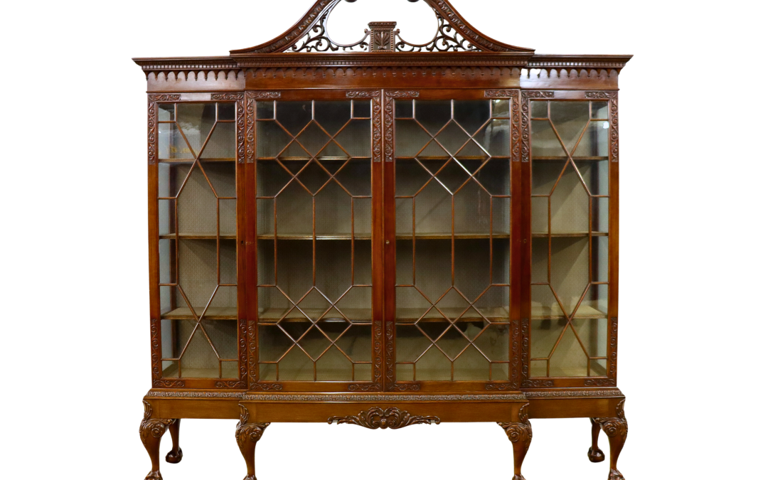 British Chippendale Breakfront Display Cabinet